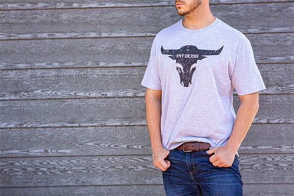 Pit Boss Men's Grey Heather Bull T-Shirt - Image 3